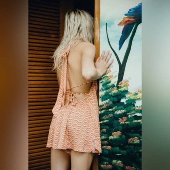 Urban Outfitters | Sand Dollar Romper Assorted Wavy Groovy Pink 70s Style New - Picture 8 of 15